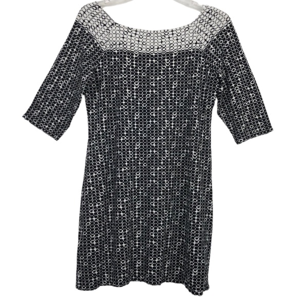 Max Studio Black & Cream Bateau Neck Shift Dress Size Small - Picture 6 of 12